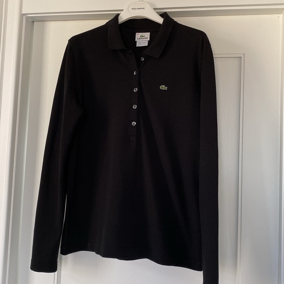 Lacoste Black Long Sleeve Slim Fit Pique Polo - Large - Picture 4 of 8